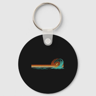 Porte-clés Surfeur Vague Vintage Rétro Surfant sur la Plage d