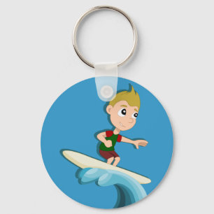 Porte-clés Surfing boy cartoon keychain