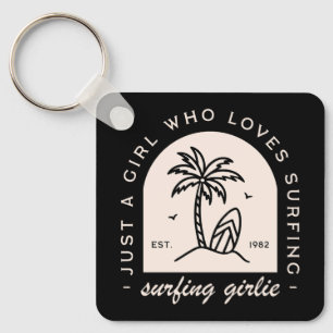 Porte-clés Surfing girl surf amants citant vintage noir