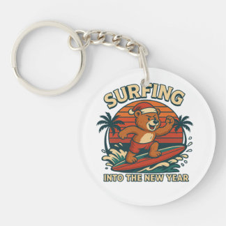 Porte-clés Surfing Into The New Year- Retro 80s Vintage Bear