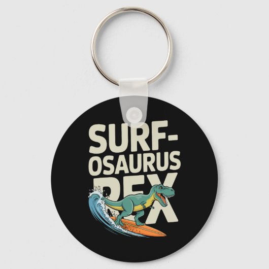 Porte-clés Surfosaurus Rex drôle dinosaure de surf (Recto)