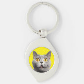 Porte-clés Surpris Funny Crazy Cat Jaune (Devant)