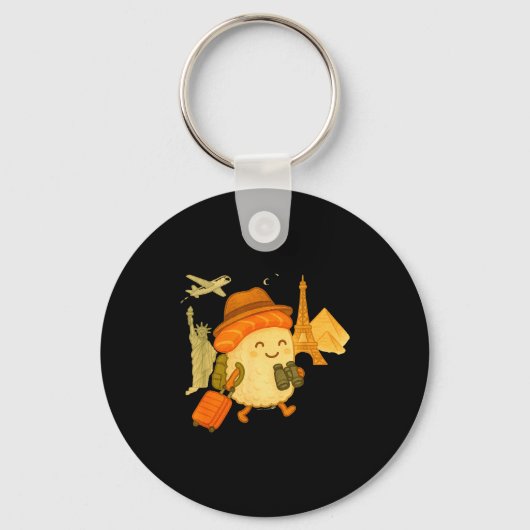 Porte-clés Sushi Salmon Roll Loves To Travel (Recto)