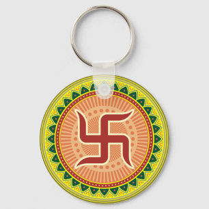 Porte-clés Svastika avec le style indien traditionnel Mandana