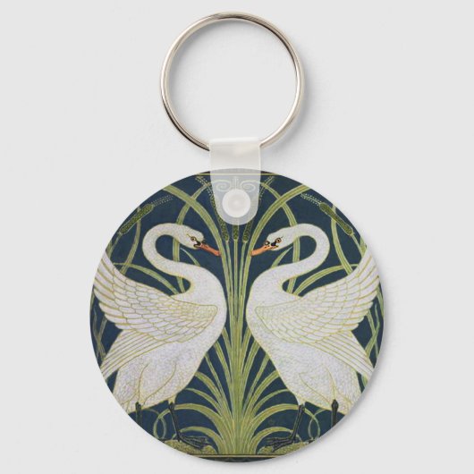 Porte-clés Swan Art Nouveau Swirl Bird Blanc (Recto)
