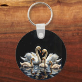 Porte-clés Swan Family on Black Lake Artwork (Recto)