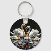Porte-clés Swan Family on Black Lake Artwork (Verso)