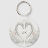 Porte-clés Swans romantiques Mariage Couple Monogramme (Recto)