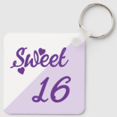 Porte-clés Sweet 16 initiales 16e anniversaire violet (Dos)