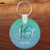 Porte-clés Sweet 16 Parties scintillant bleu turquoise Person (Recto)