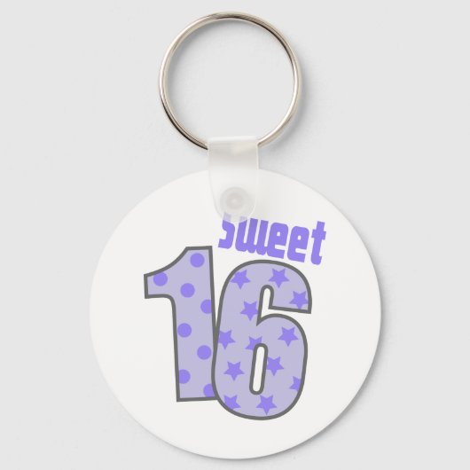 Porte-clés Sweet 16 (Points Et Étoiles Violets) (Recto)