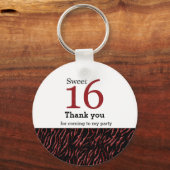 Porte-clés Sweet 16 red glitter (Recto)