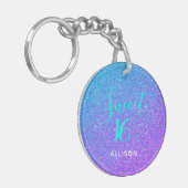 Porte-clés Sweet 16 Turquoise Purple Parties scintillant Ombr (Devant gauche)