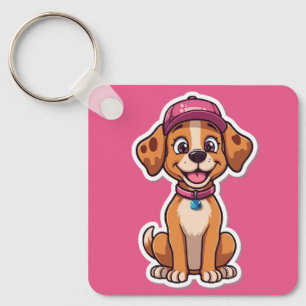 Porte-clés Sweet Cartoon Chien - Happy Puppy dans Sticker Cas