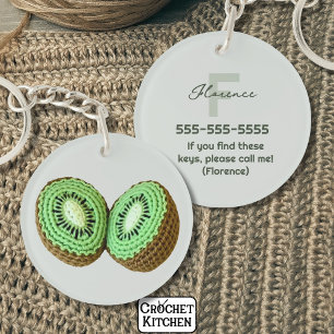 Porte-clés Sweet moderne minimal vert Crochet Kiwi Nom