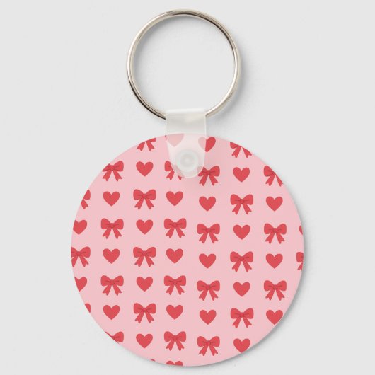 Porte-clés Sweet Pink Hearts & Bows Pattern (Recto)