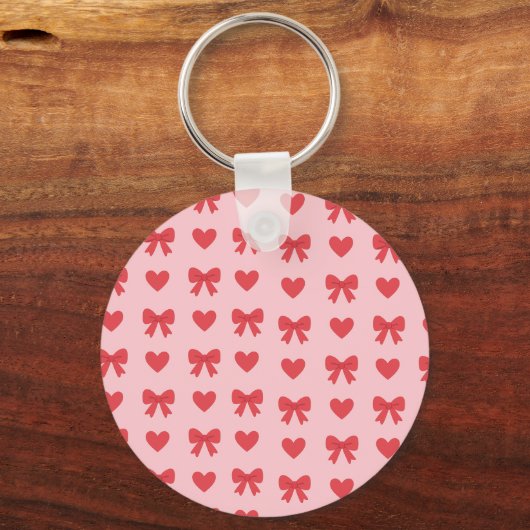 Porte-clés Sweet Pink Hearts & Bows Pattern (Recto)