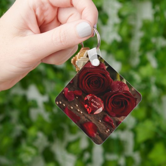 Porte-clés Sweet Red Rose Romantic Valentine Heart Keychain (main)