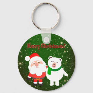 Porte-clés Sweet Sparkly Green, Père Noël et ours