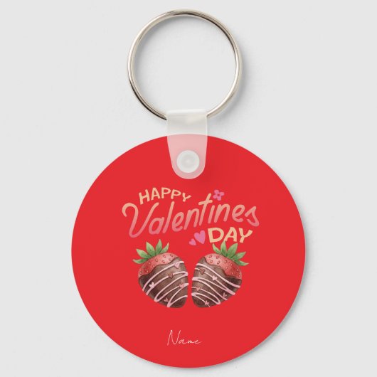 Porte-clés Sweet Strawberry Valentine's Day Personalized Coff (Recto)