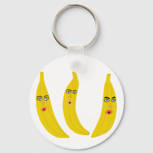 Porte-clés Sweet Whimsical Banana Trio Fruity Fun