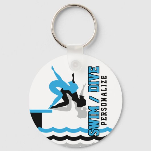 Porte-clés Swim Dive Team - Baby Blueand Black (Recto)