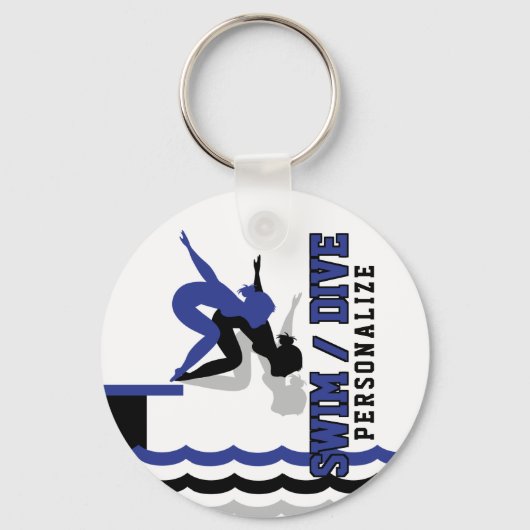 Porte-clés Swim Dive Team - Bleu foncé et Noir (Recto)
