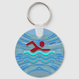 Porte-clés SWIM Swimmer Love Heart Rose Red Pool NVN695 FUN