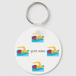 Porte-clés Swimmer Emoji et '' Votre nom ici "