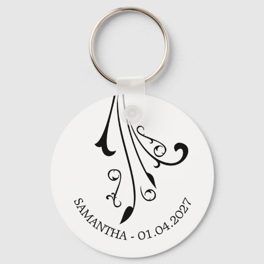 Porte-clés Swirl Elegant Ornament Horror Black Gothic (Recto)