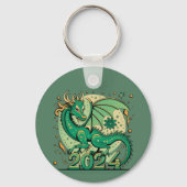 Porte-clés Symbole 2024 Nouvel An, Dragon de Bois Vert (Verso)