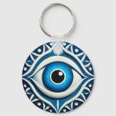 Porte-clés Symbole abstrait de l'œil maléfique bleu (Verso)