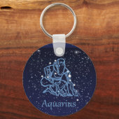 Porte-clés Symbole Aquarius Constellation et Zodiaque avec ét (Recto)