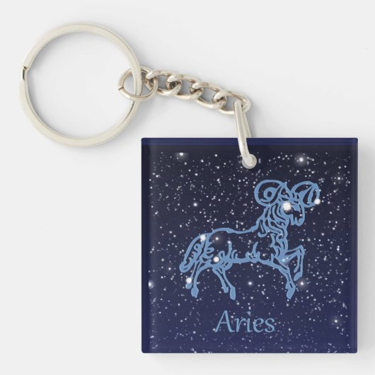 Porte-clés Symbole Aries Constellation et Zodiac avec étoiles (Devant)