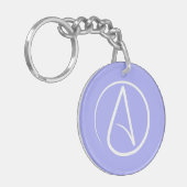 Porte-clés Symbole athée : blanc sur perwinkle (Devant gauche)