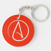 Porte-clés Symbole athée : blanc sur rouge (Dos)