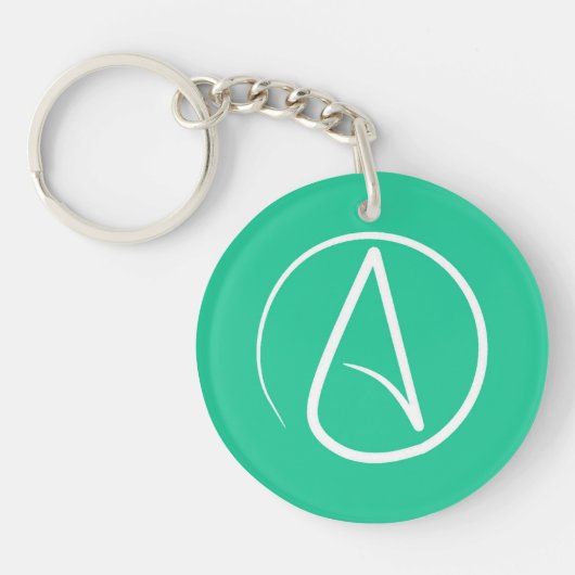 Porte-clés Symbole athée : blanc sur vert menthe (Devant)