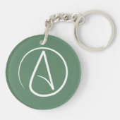 Porte-clés Symbole athée : blanc sur vert sauge (Dos)