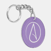 Porte-clés Symbole athée : blanc sur violet (Devant gauche)