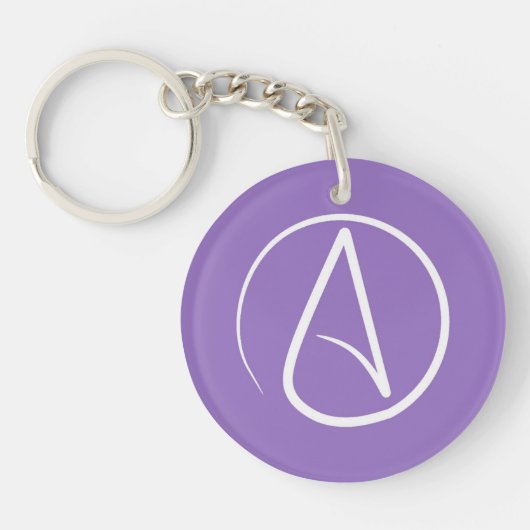 Porte-clés Symbole athée : blanc sur violet (Devant)