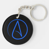 Porte-clés Symbole athée : bleu sur noir (Dos)