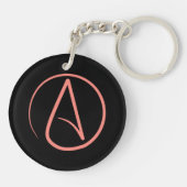 Porte-clés Symbole athée : corail sur noir (Dos)