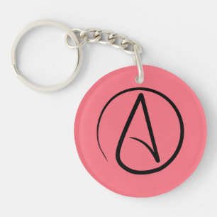 Porte-clés Symbole athée : noir sur corail