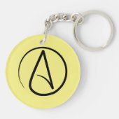 Porte-clés Symbole athée : noir sur jaune clair (Dos)