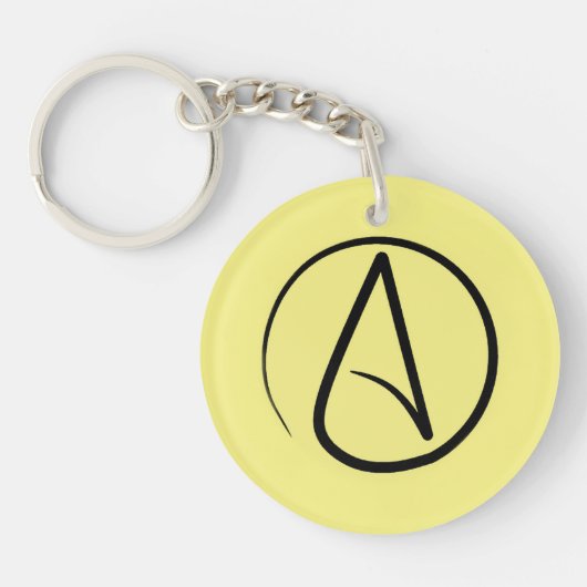 Porte-clés Symbole athée : noir sur jaune clair (Devant)