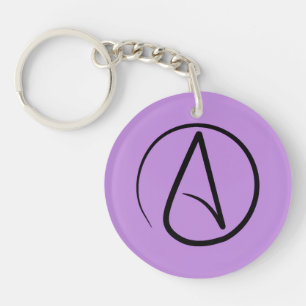 Porte-clés Symbole athée : noir sur lilas