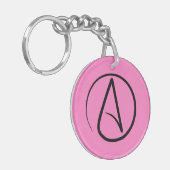 Porte-clés Symbole athée : noir sur rose clair (Devant gauche)