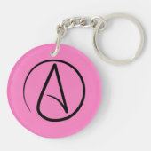 Porte-clés Symbole athée : noir sur rose clair (Dos)