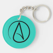 Porte-clés Symbole athée : noir sur verdigris (Dos)