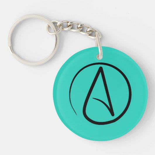 Porte-clés Symbole athée : noir sur verdigris (Devant)